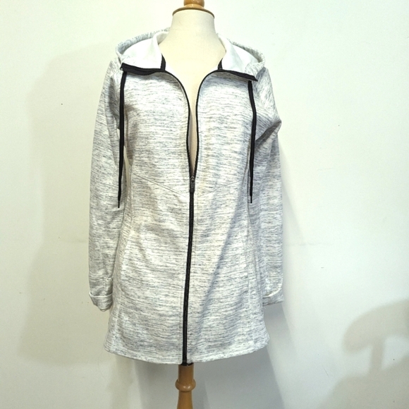 Tek Gear Hooded Full Zip Jacket Heathered Grey Fitted Medium - Picture 1 of 11